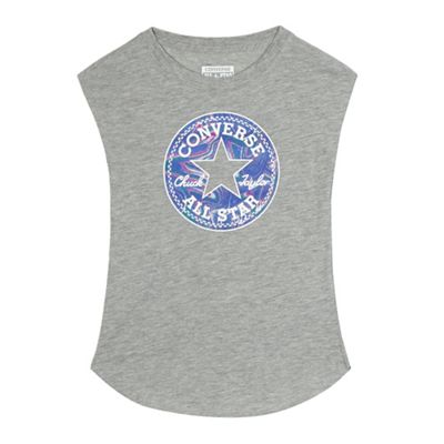 Converse Girls' grey logo applique sleeveless top